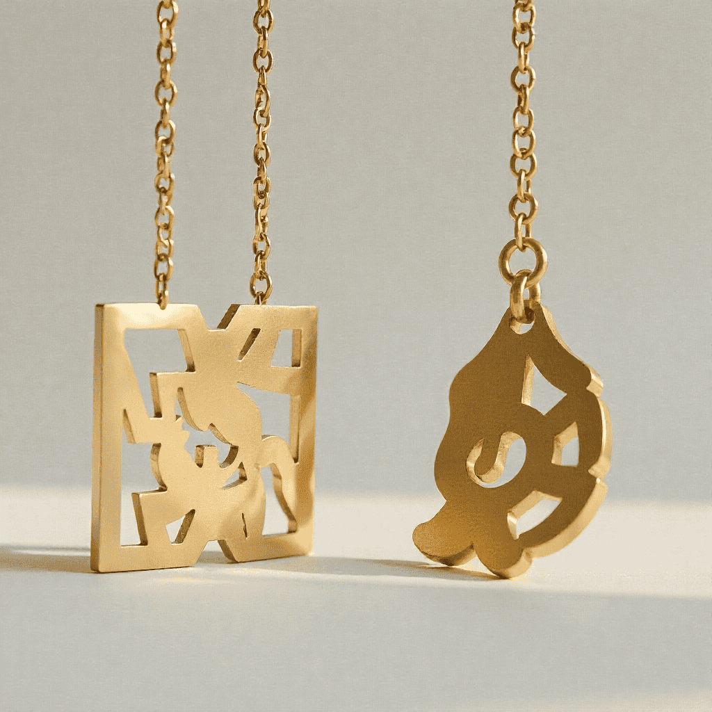 Brass jewelry with patina